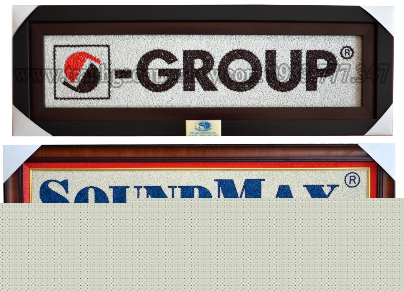 Tranh Gạo 2 Bức Logo Sơn Màu
