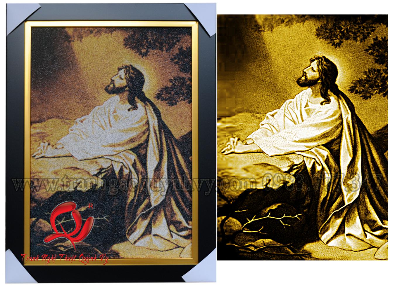 Tranh Gạo Màu - Chúa Jesus - 45 x 65
