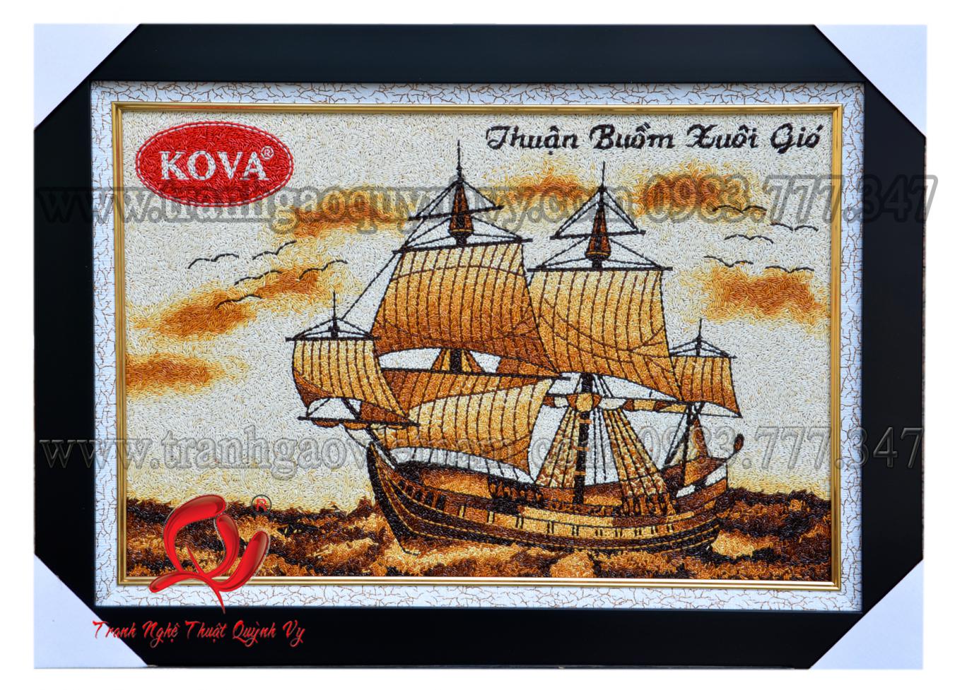 Tranh Gạo Thuận Buồm Xuôi Gió  + Logo KOVA 40 x 60
