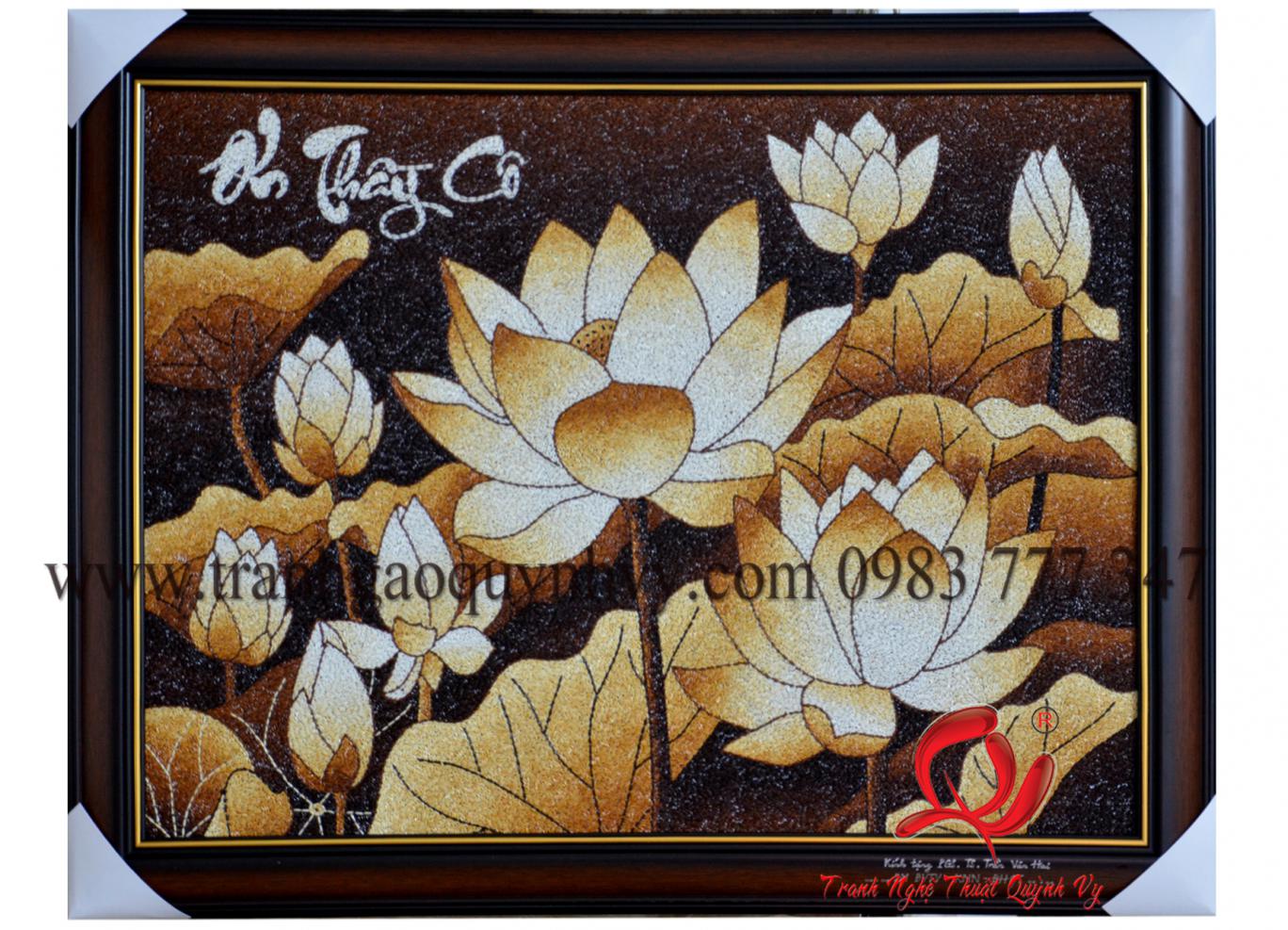 Tranh Gạo Hàng Đặt Sen 60 x 80
