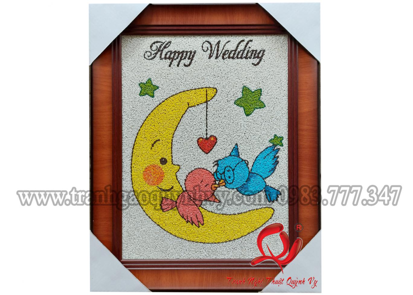 Tranh Gạo Sơn Màu Happy Wedding - 30 x 40 
