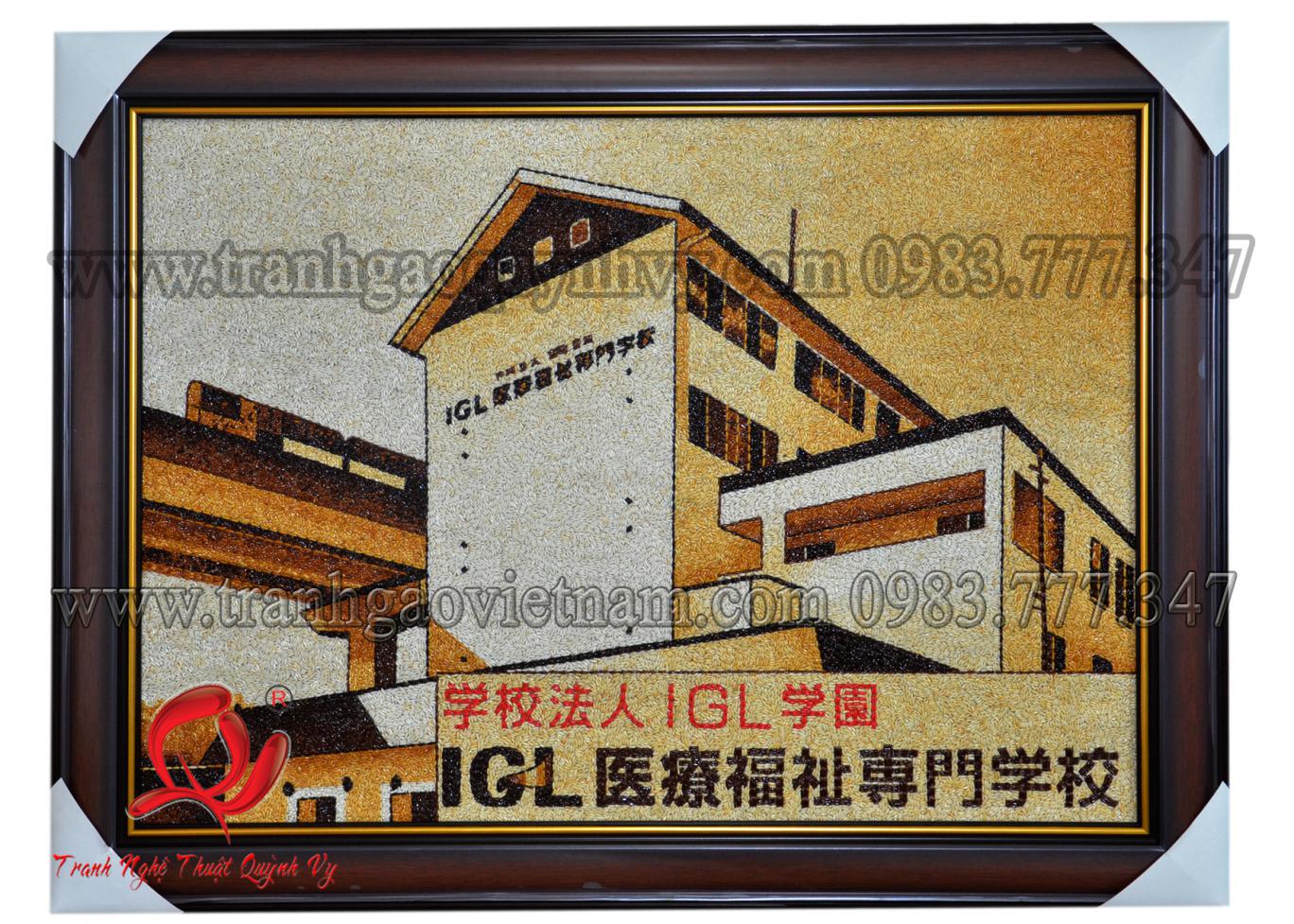 Tranh Gạo Phong Cảnh + Logo Cty Nhật Bản
