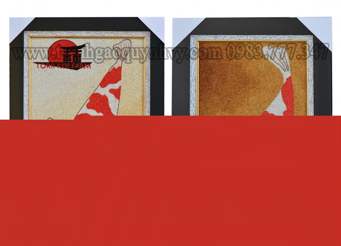 Tranh Gạo 2 Bức Cá Koi - Logo 40 x 60 

