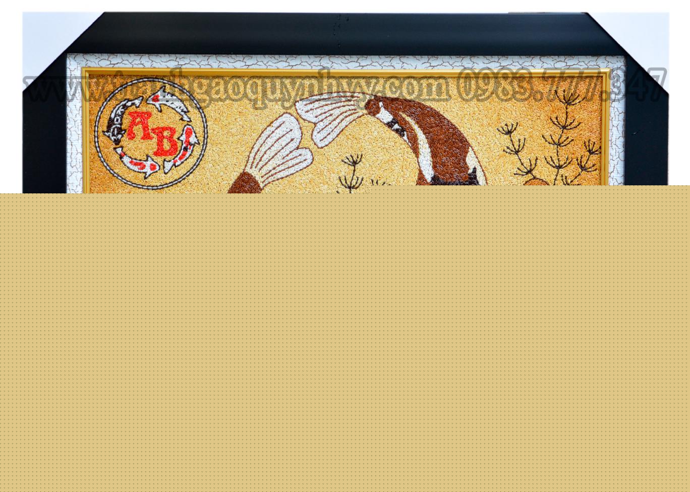 Tranh Gạo Cá Koi + Logo AB
